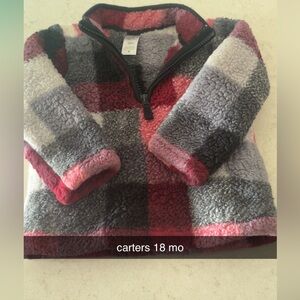 Carter's Cozy Plaid Fleece Sweatshirt - Red, Pink, and Gray